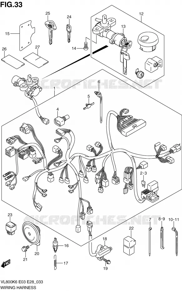 WIRING HARNESS (MODEL K6/K7/K8) Suzuki MOTO 800 VOLUSIA 2007  VL800CK7(E3/E28)