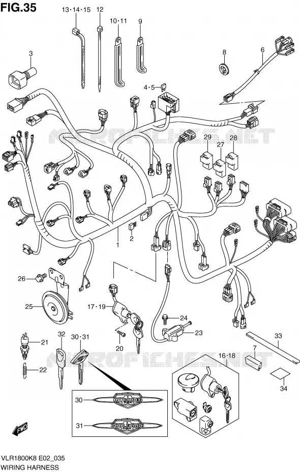 WIRING HARNESS Suzuki MOTO 1800 INTRUDER 2008  VLR1800TK8(E2)