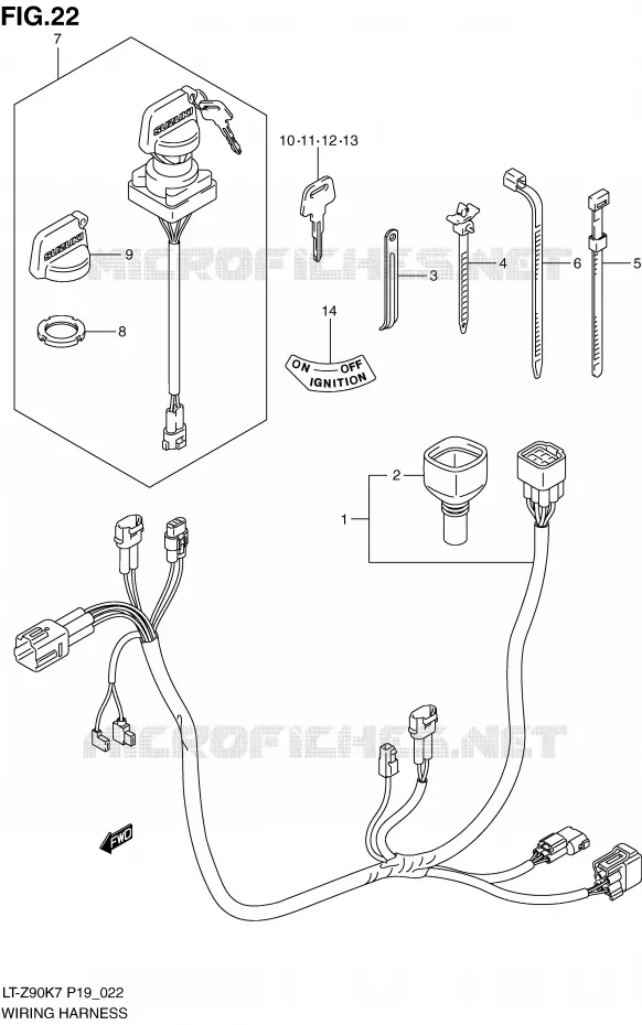 WIRING HARNESS Suzuki QUAD 90 QUADSPORT 2007  LT-Z90K7(P19)