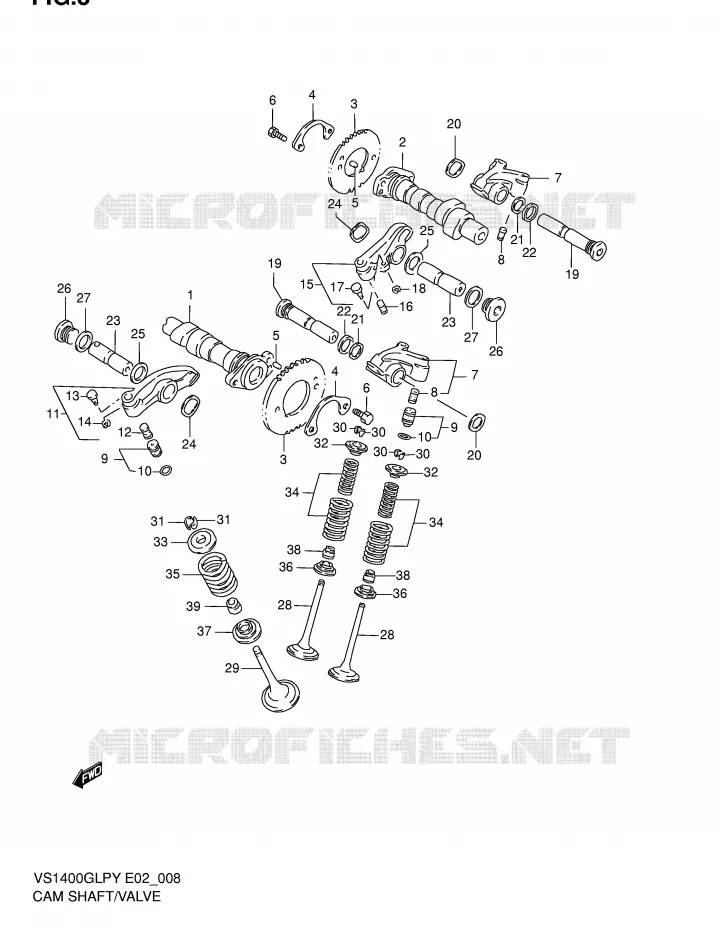 CAMSHAFT - VALVES Suzuki MOTO 1400 INTRUDER 2000  VS1400GLPY(E2)