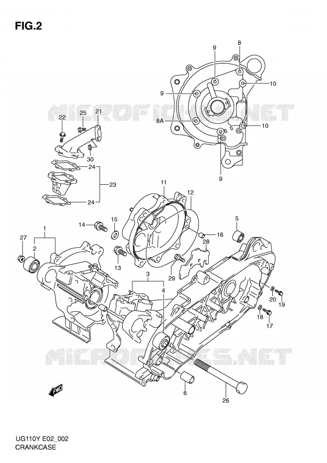 CRANKCASE Suzuki SCOOTER 110 UG 2000  UG110Y(E2)