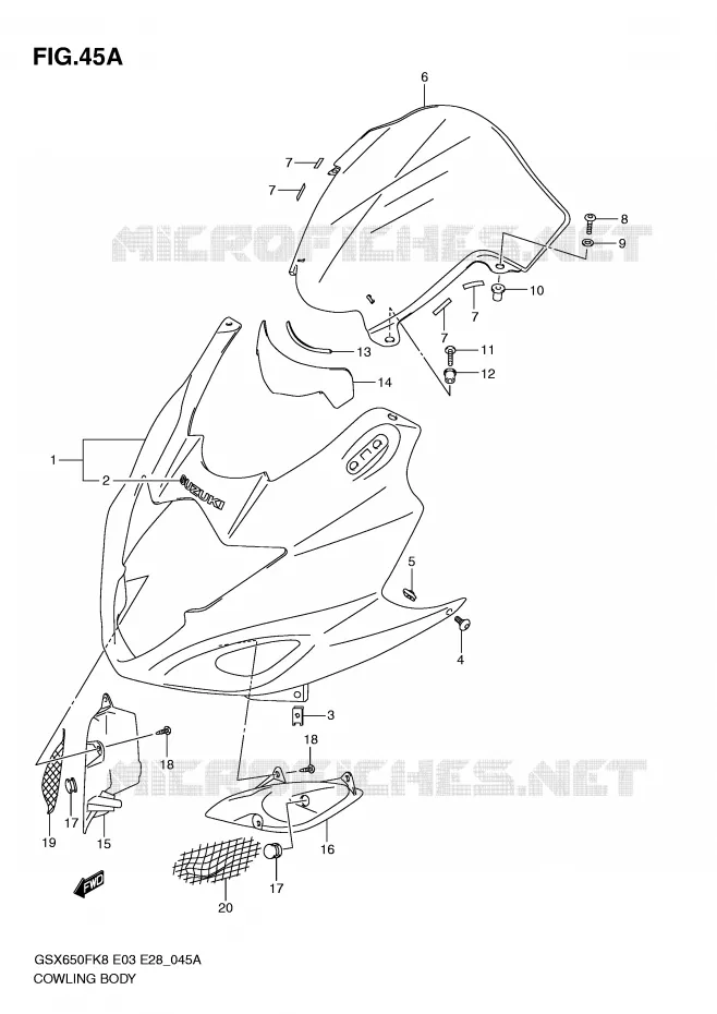 FAIRING (MODEL L0) Suzuki MOTO 650 GSX-F 2009  GSX650FK9(E3/E28)