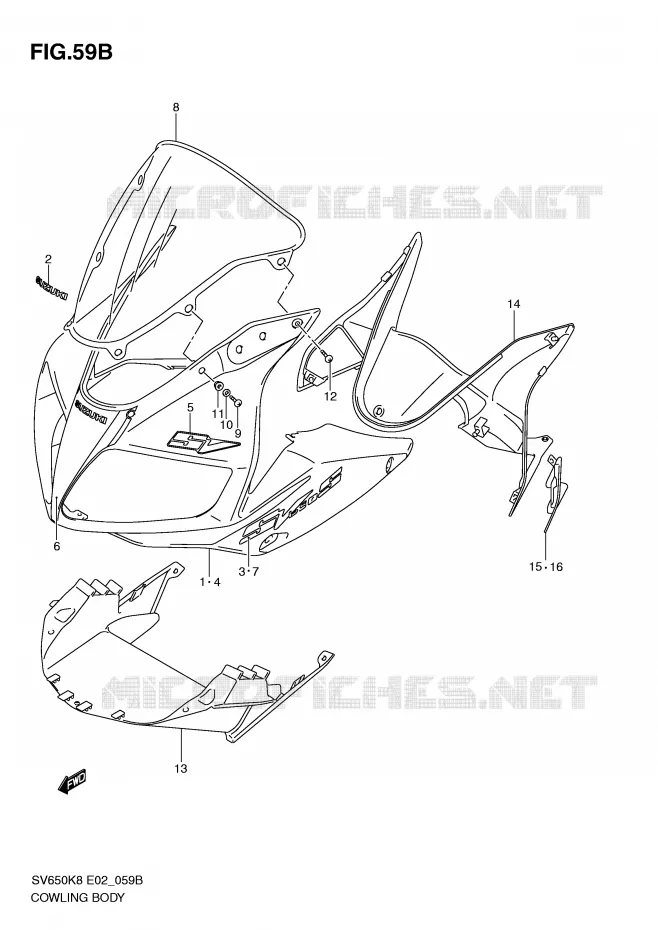 FAIRING (MODEL L0) Suzuki MOTO 650 SV 2010  SV650SL0(E2)