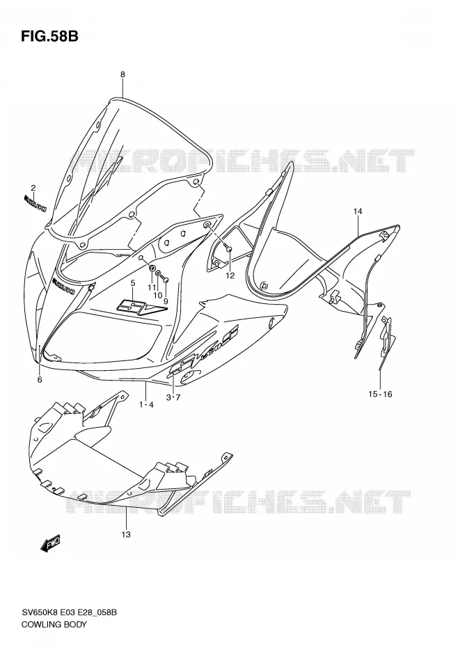 FAIRING (MODEL L0) Suzuki MOTO 650 SV-S 2009  SV650SK9(E3/E28)