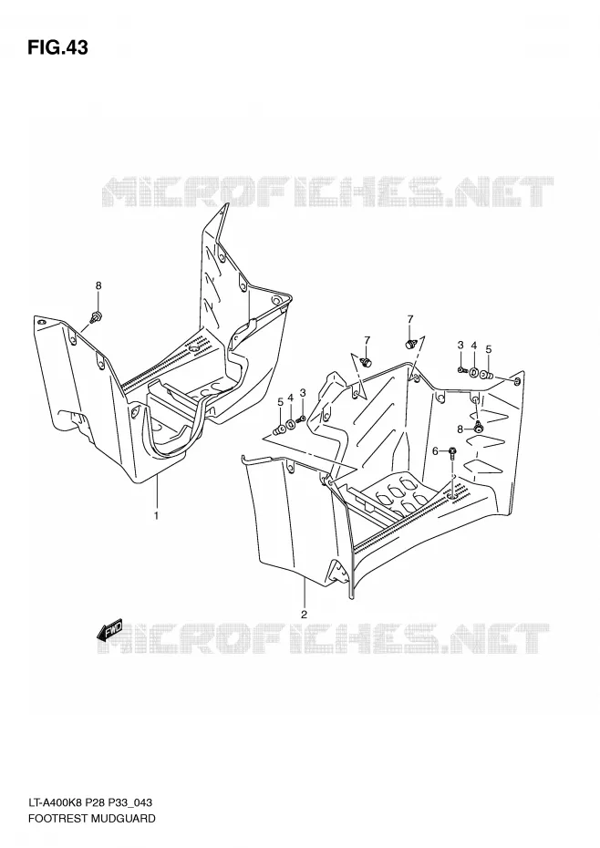 FOOTREST - MUDGUARD Suzuki QUAD 400 KINGQUAD 2010  LT-A400L0(P28/P33)
