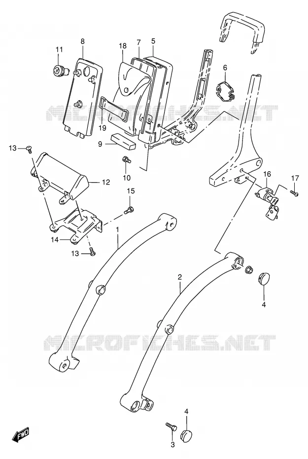 FRAME HANDLE GRIP (MODEL T/V/W/X/Y/K1) Suzuki MOTO 1400 INTRUDER 2002  VS1400GLPK2(E2)
