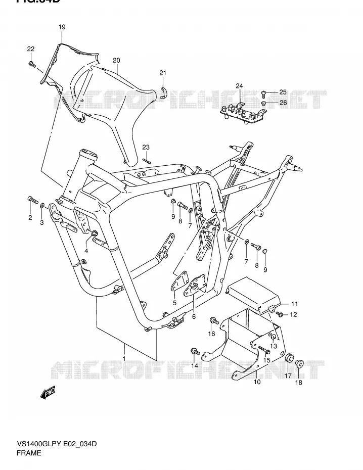 FRAME (MODEL K2/K3) Suzuki MOTO 1400 INTRUDER 1998  VS1400GLPW(E2)