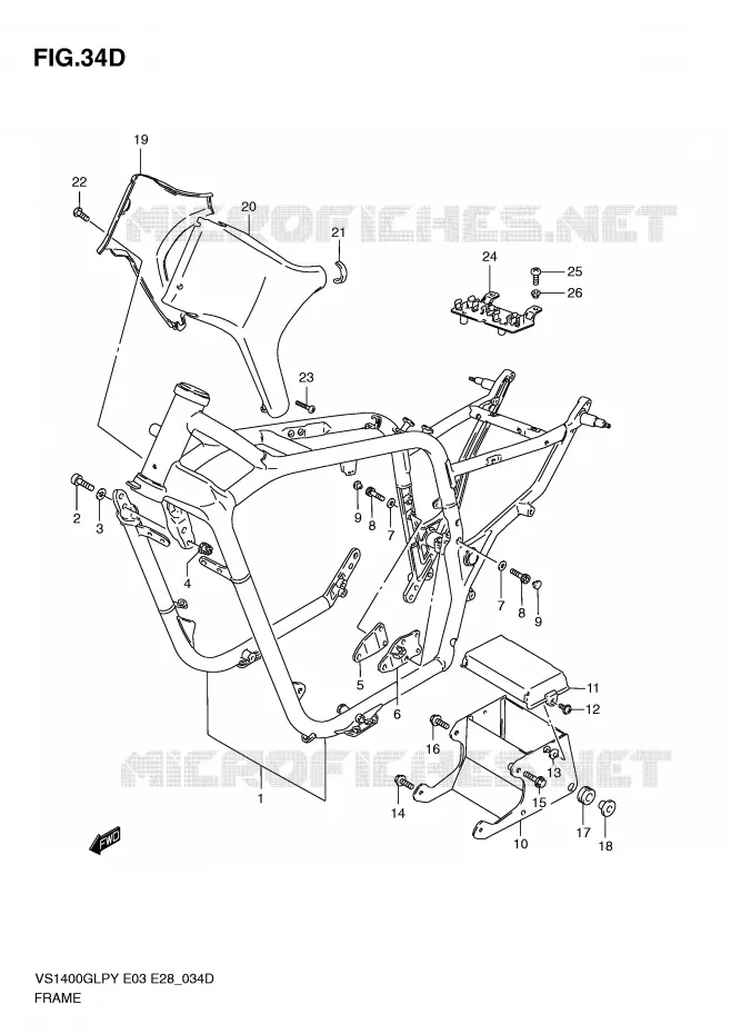 FRAME (MODEL K2/K3) Suzuki MOTO 1400 INTRUDER 2000  VS1400GLPY(E3/E28)