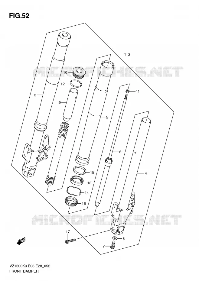 FRONT FORK Suzuki MOTO 1500 BOULEVARD 2010  VZ1500L0(E3/E28)