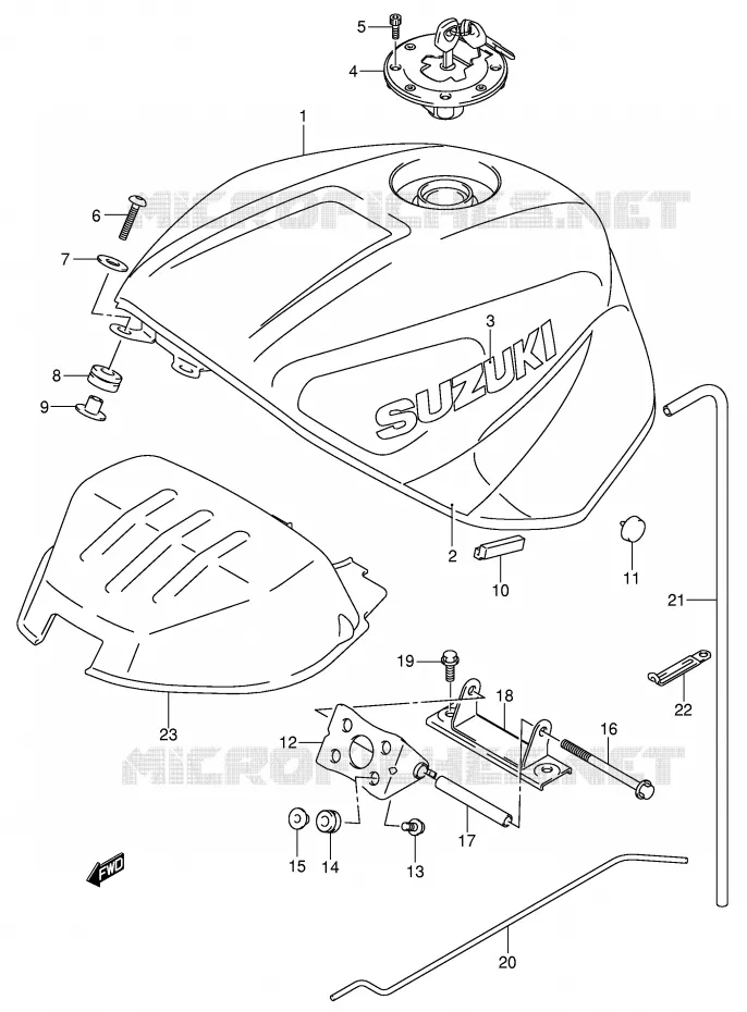 FUEL TANK (MODEL K1) Suzuki MOTO 750 GSX-R 2001  GSX-R750K1(E2)