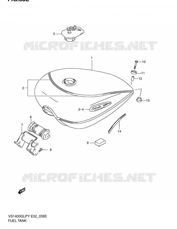 FUEL TANK (MODEL K2) Suzuki MOTO 1400 INTRUDER 1999  VS1400GLPX(E2)