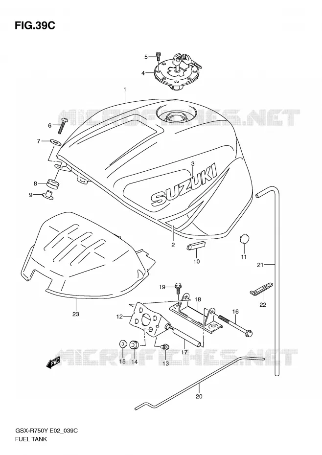 FUEL TANK (MODEL K3) Suzuki MOTO 750 GSX-R 2001  GSX-R750U1K1(E2)