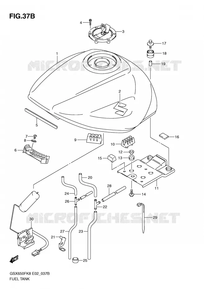 FUEL TANK (MODEL L0) Suzuki MOTO 650 GSX-F 2010  GSX650FUL0(E2)