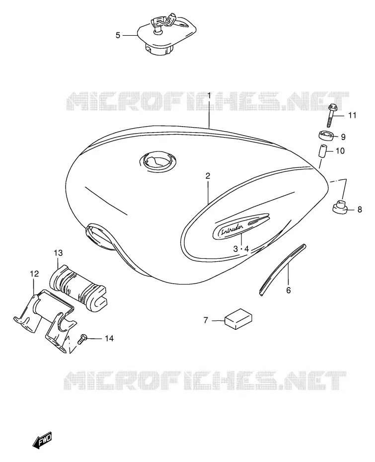 FUEL TANK (MODEL V/W) Suzuki MOTO 1400 INTRUDER 1998  VS1400GLPW(E2)