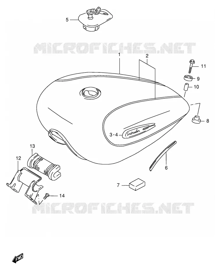 FUEL TANK (MODEL X) Suzuki MOTO 1400 INTRUDER 1997  VS1400GLPV(E2)