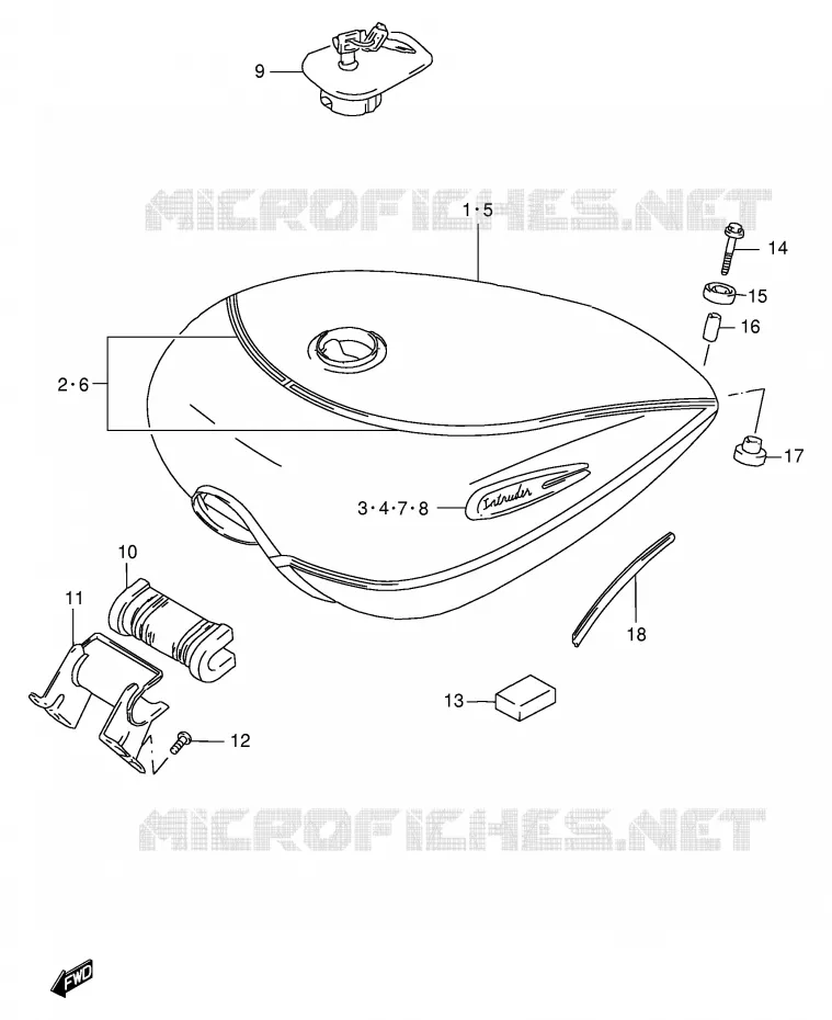 FUEL TANK (MODEL Y) Suzuki MOTO 1400 INTRUDER 2000  VS1400GLPY(E2)