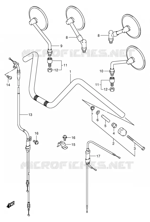 HANDLEBAR (MODEL Y/K1/K2/K3) Suzuki MOTO 1400 INTRUDER 2002  VS1400GLPK2(E2)