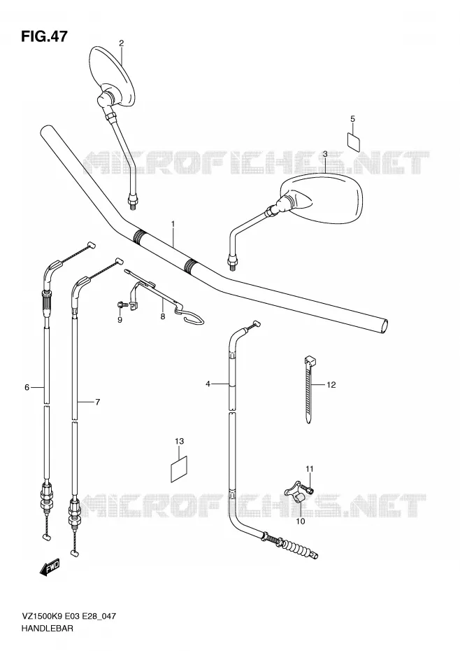 HANDLEBAR Suzuki MOTO 1500 BOULEVARD 2009  VZ1500K9(E3/E28)