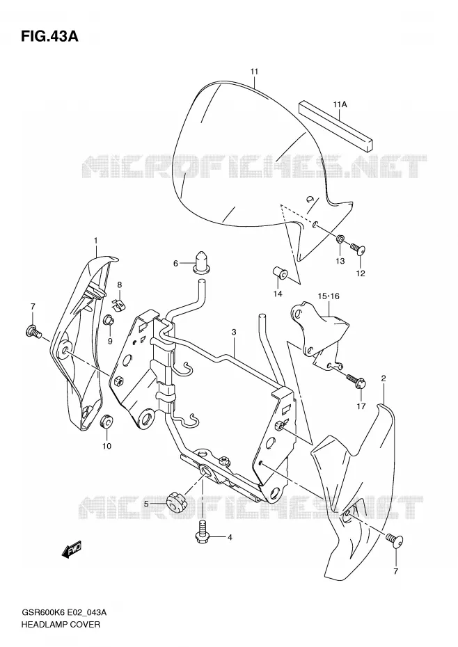 HEADLIGHT COVER (MODEL K8) Suzuki MOTO 600 GSR 2010  GSR600AL0(E2)