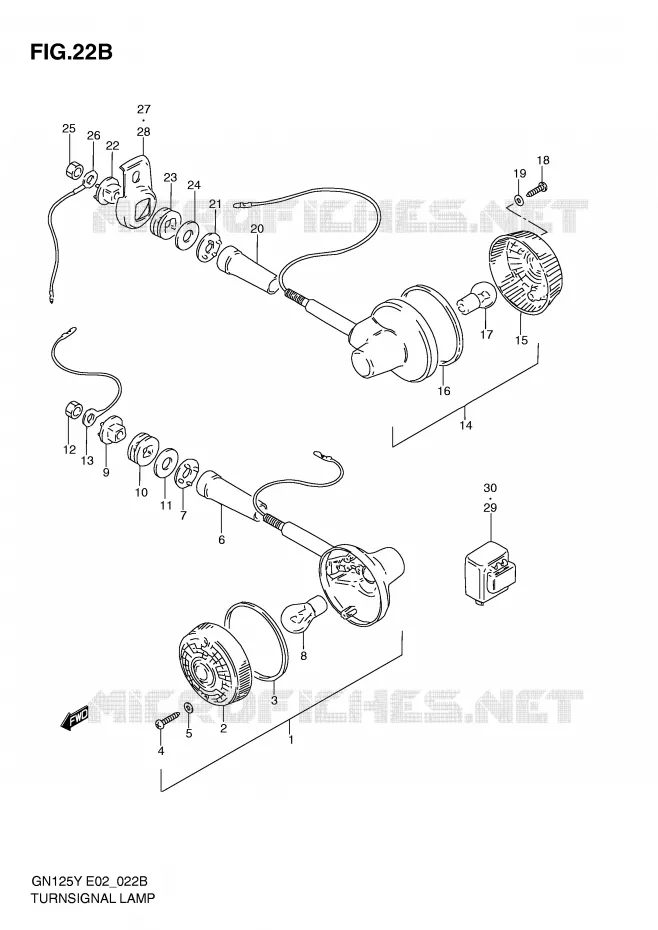 INDICATORS (MODEL V/W/X/Y/K1 E1,E30) Suzuki MOTO 125 GN 2000  GN125Y(E4)