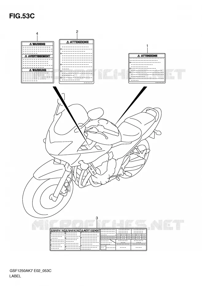 LABEL (MODEL L0) Suzuki MOTO 1250 BANDIT-S 2009  GSF1250SAK9(E2)