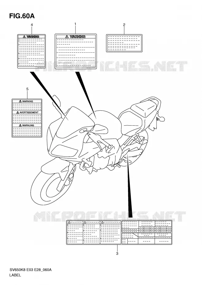 LABEL (MODEL L0) Suzuki MOTO 650 SV-S 2009  SV650SAK9(E3/E28)