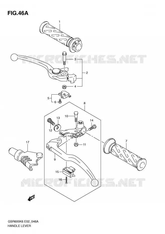 LEVERS - HANDGRIPS (MODEL L0) Suzuki MOTO 600 GSR 2009  GSR600AK9(E2)