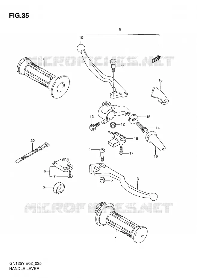 LEVERS - HANDGRIPS Suzuki MOTO 125 GN 1998  GN125EW(E2)