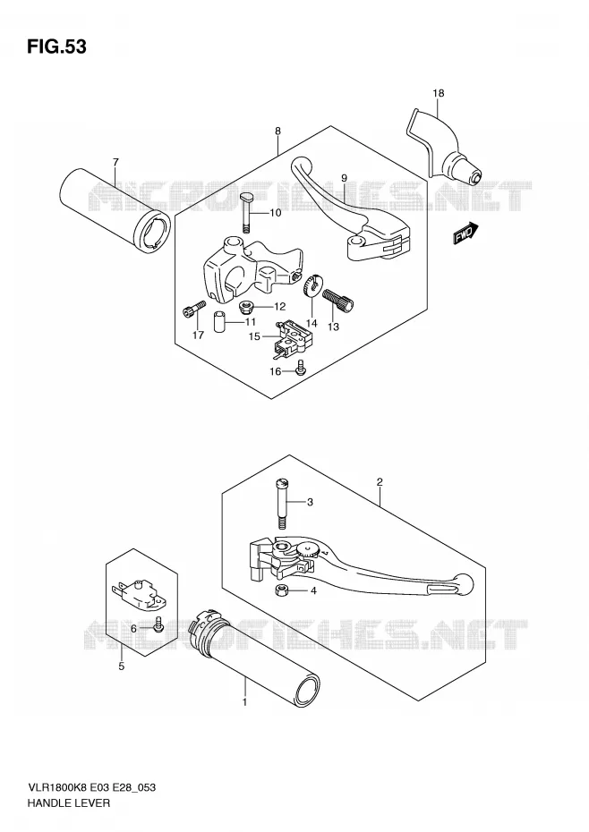 LEVERS - HANDGRIPS Suzuki MOTO 1800 INTRUDER 2008  VLR1800TK8(E3/E28)