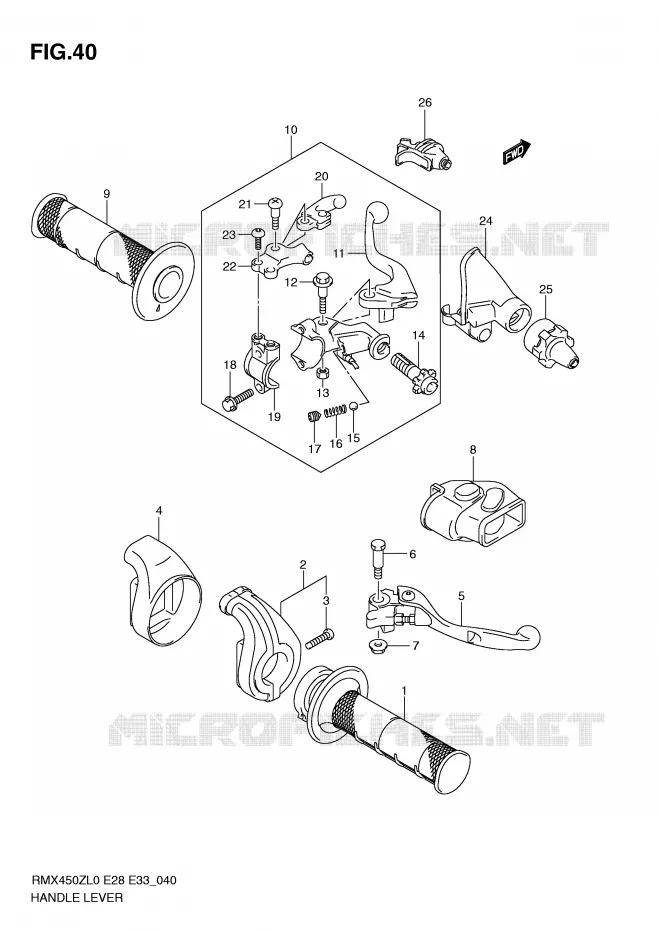 LEVERS - HANDGRIPS Suzuki MOTO 450 RMX-Z 2010  RMX450ZL0(E28/E33)