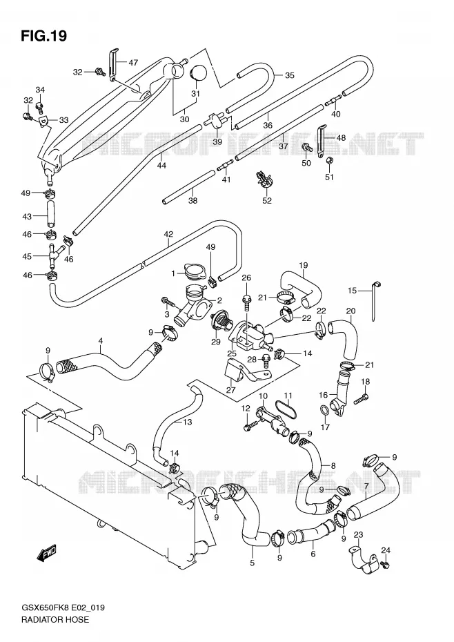 RADIATOR HOSE - EXPANSION TANK Suzuki MOTO 650 GSX-F 2010  GSX650FUL0(E2)