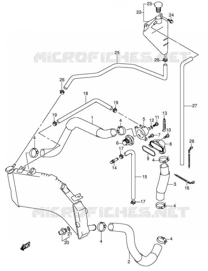 RADIATOR HOSE - EXPANSION TANK Suzuki MOTO 750 GSX-R 2001  GSX-R750U2K1(E2)