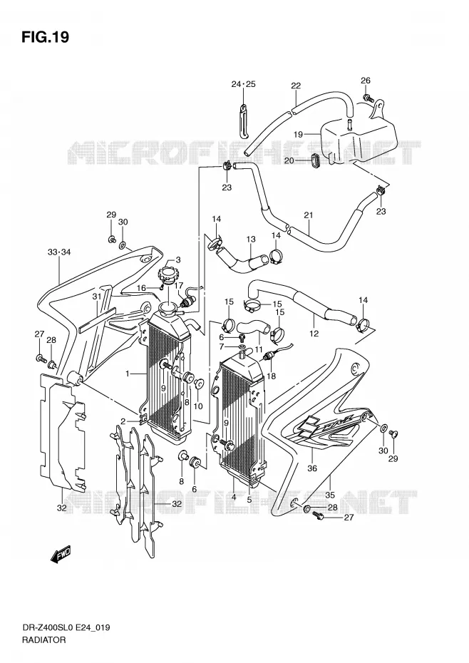 RADIATOR Suzuki MOTO 400 DR-Z 2010  DR-Z400SL0(E24)