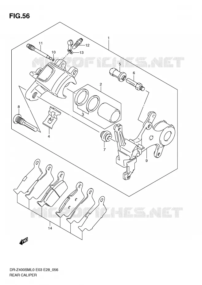 REAR CALIPER Suzuki MOTO 400 DR-Z 2010  DR-Z400SML0(E3/E28)