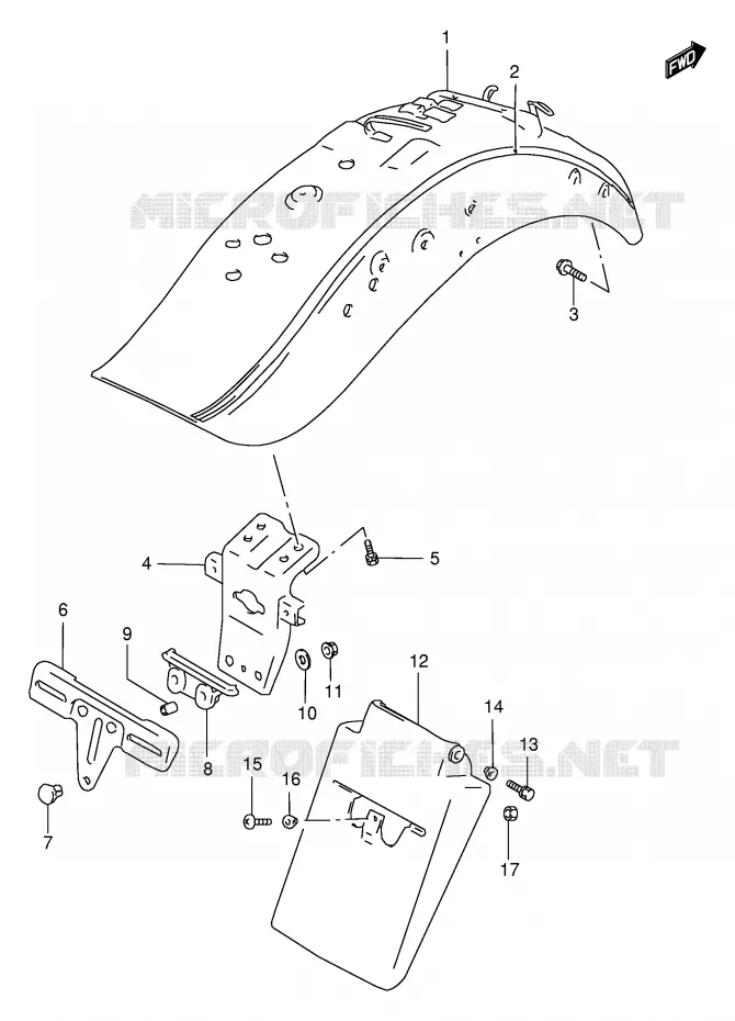 REAR FENDER (MODEL X) Suzuki MOTO 1400 INTRUDER 2000  VS1400GLPY(E2)