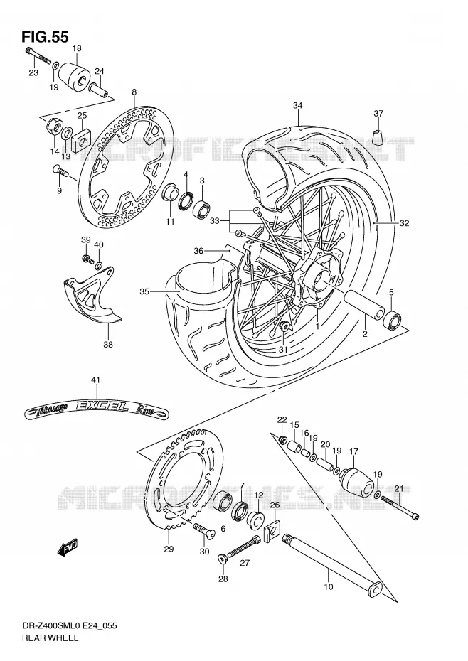 REAR WHEEL Suzuki MOTO 400 DR-Z 2010  DR-Z400SML0(E24)