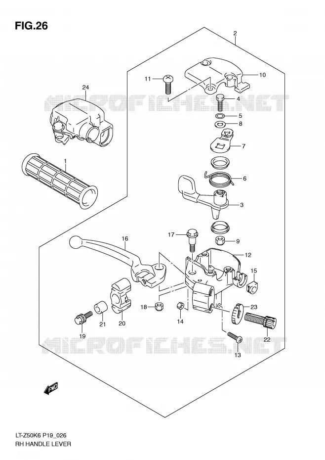 RH HANDLE LEVER Suzuki QUAD 50 QUADSPORT 2012  LT-Z50L0(P19)