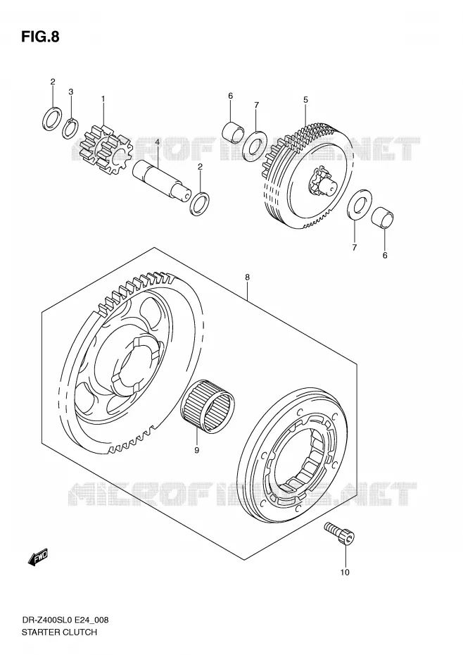 STARTER MOTOR CLUTCH Suzuki MOTO 400 DR-Z 2010  DR-Z400SL0(E24)