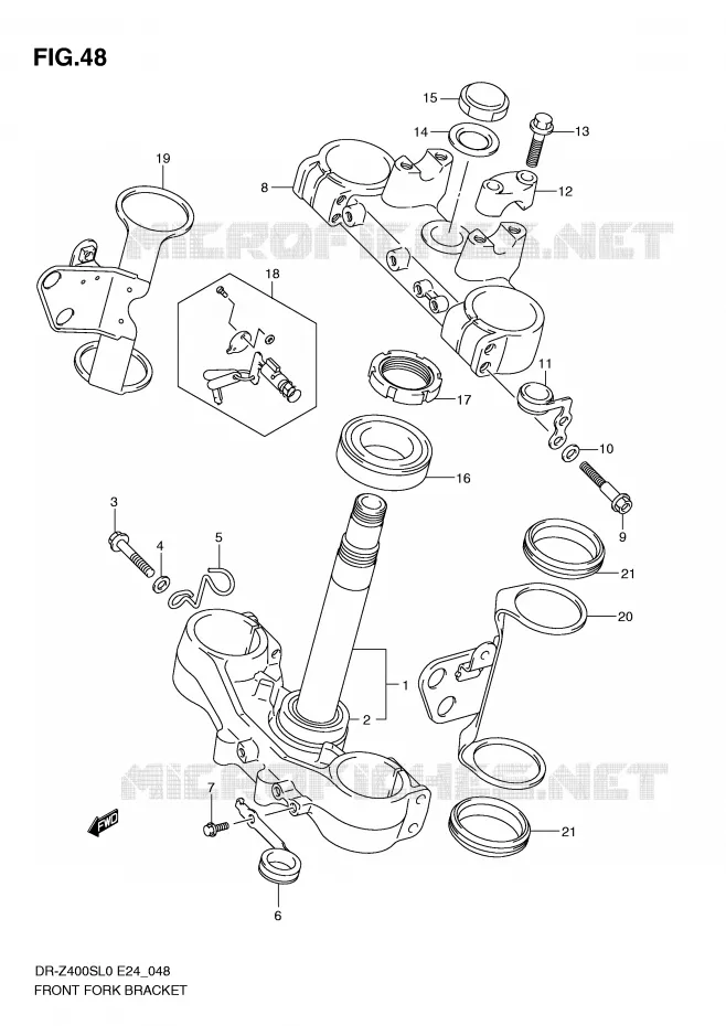 STEERING STEM Suzuki MOTO 400 DR-Z 2010  DR-Z400SL0(E24)
