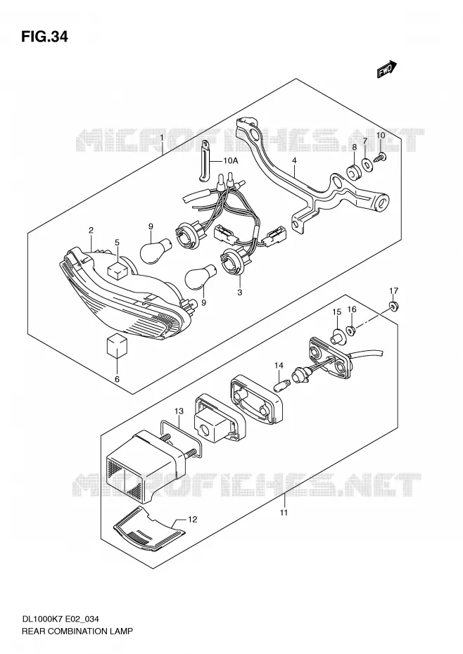 TAIL LIGHT Suzuki MOTO 1000 V-STROM 2008  DL1000K8(E2)