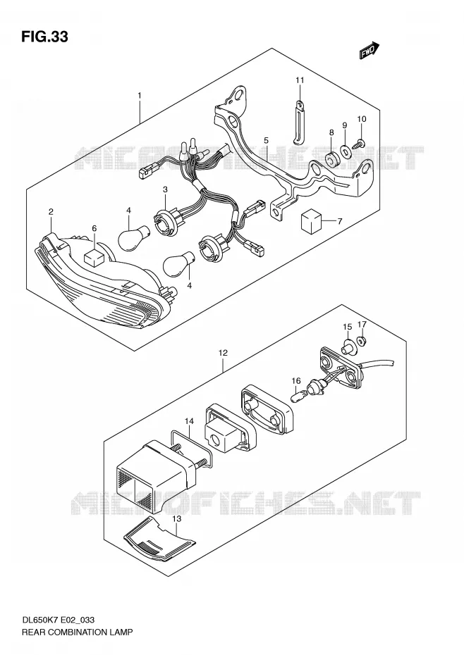 TAIL LIGHT Suzuki MOTO 650 V-STROM 2010  DL650L0(E2)