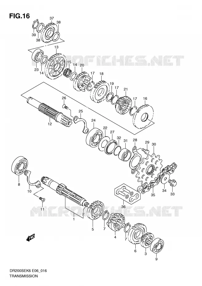 TRANSMISSION Suzuki MOTO 200 DR 2008  DR200SEK8(E6)