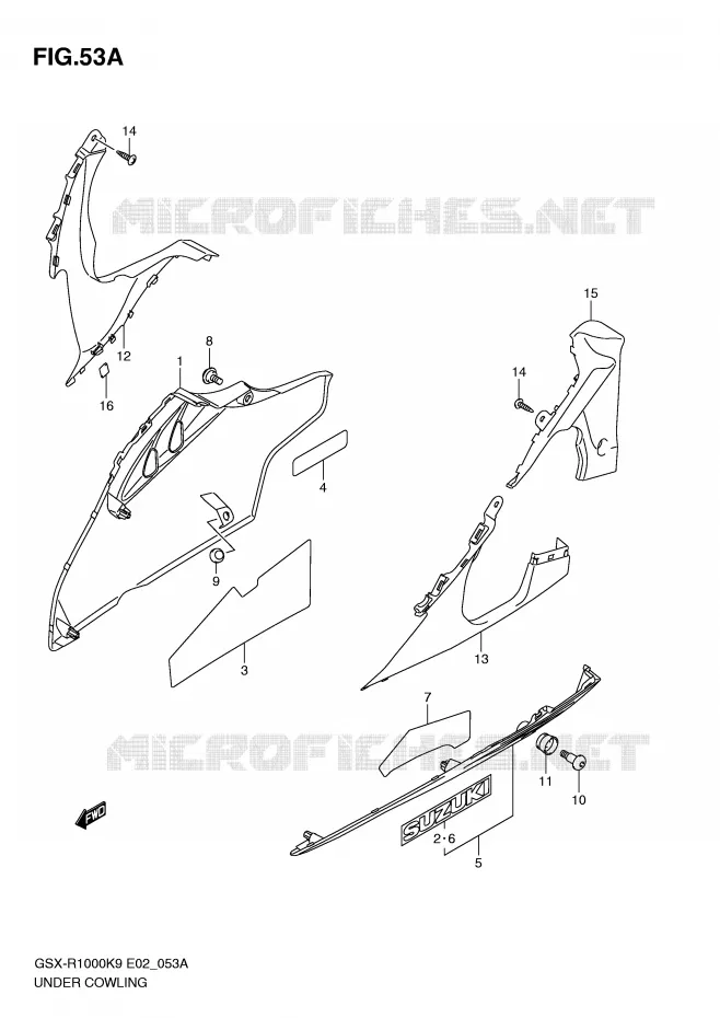 UNDER COWLING (MODEL L0) Suzuki MOTO 1000 GSX-R 2009  GSX-R1000UFK9(E2)