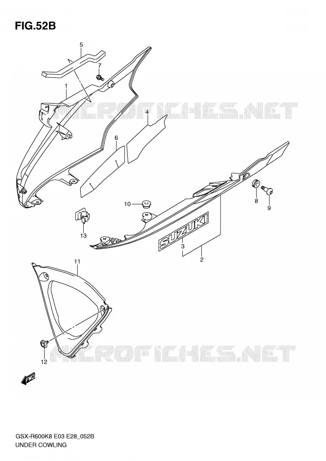 UNDER COWLING (MODEL L0) Suzuki MOTO 600 GSX-R 2009  GSX-R600K9(E3/E28)