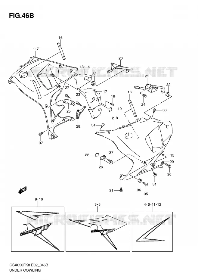 UNDER COWLING (MODEL L0) Suzuki MOTO 650 GSX-F 2008  GSX650FK8(E2)