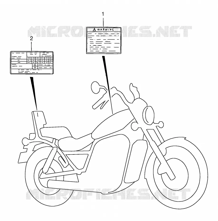 WARNING LABEL (MODEL K1) Suzuki MOTO 1400 INTRUDER 2002  VS1400GLPK2(E2)