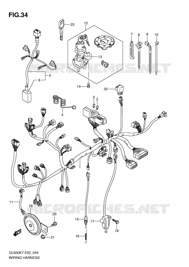 WIRING HARNESS (DL650K7/U3K7) Suzuki MOTO 650 V-STROM 2010  DL650L0(E2)
