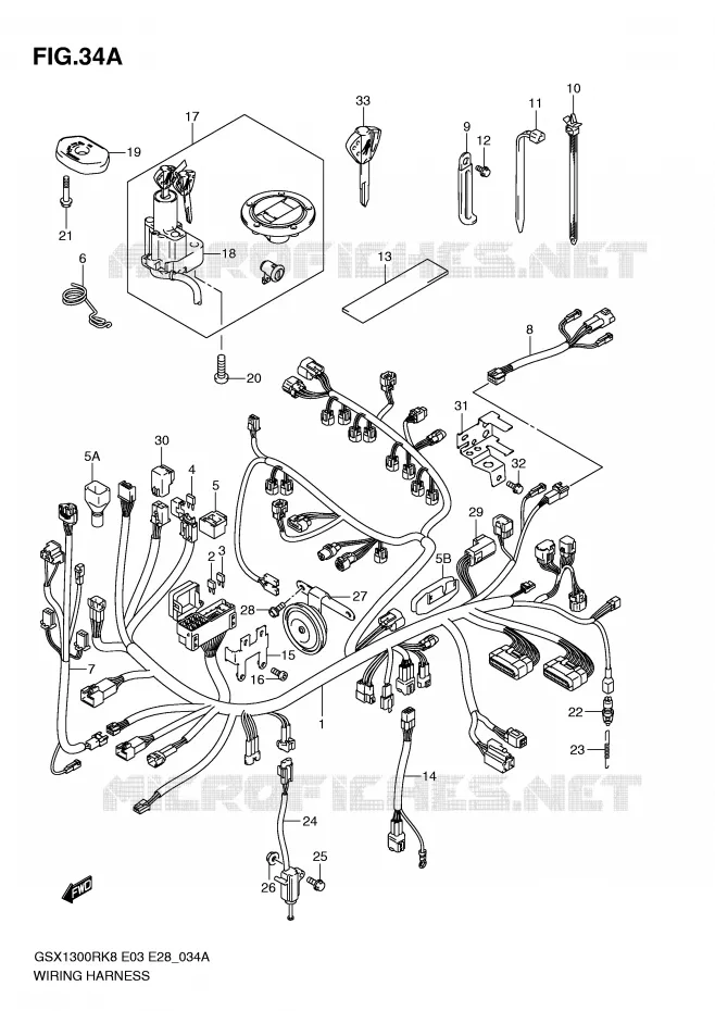 WIRING HARNESS (MODEL L0) Suzuki MOTO 1300 HAYABUSA 2010  GSX1300RL0(E3/E28)
