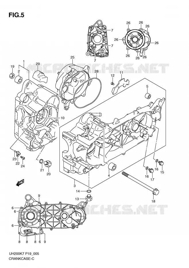 CRANKCASE Suzuki SCOOTER 200 BURGMAN 2010  UH200GL0(P19)