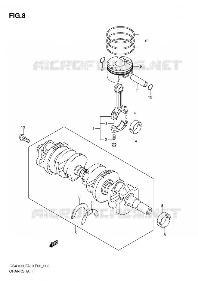 CRANKSHAFT Suzuki MOTO 1250 GSX-F 2010  GSX1250FAL0(E2)